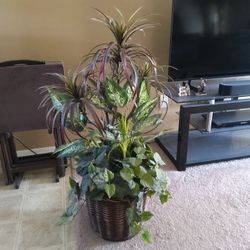 Large Artificial Plant In Wicker Basket 