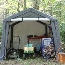 8x8 ft Heavy Duty Outdoor Storage Shed with Roll-up Zipper Door S-Hooks , Waterproof. 