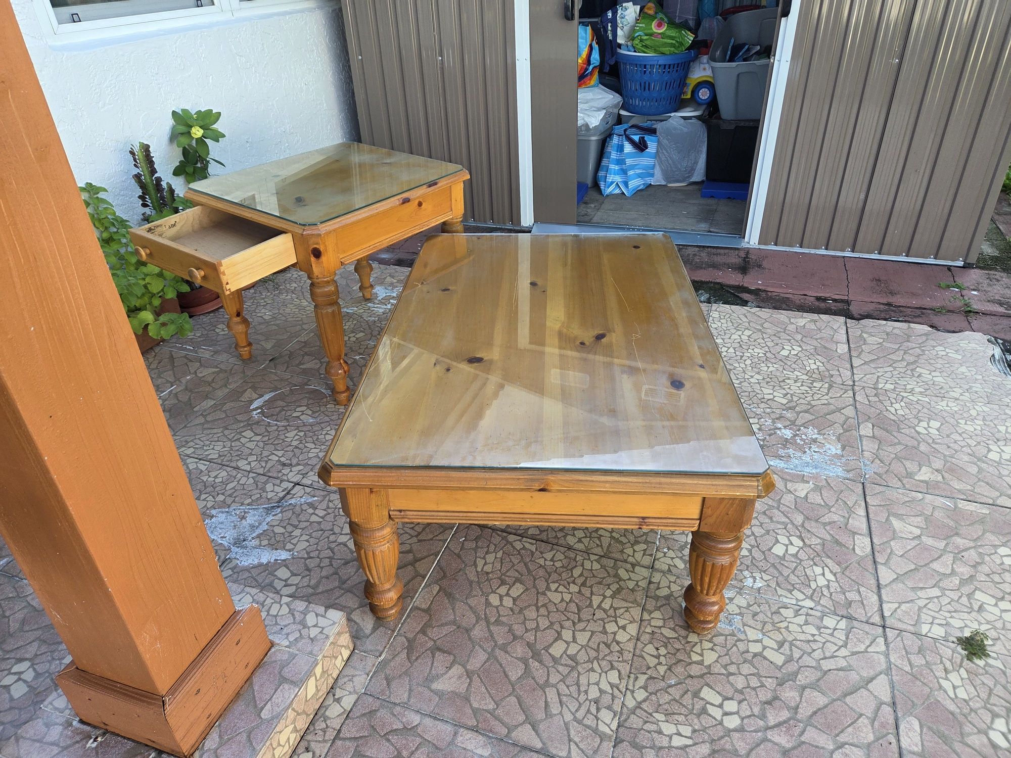 Real Wood End And Coffee Table
