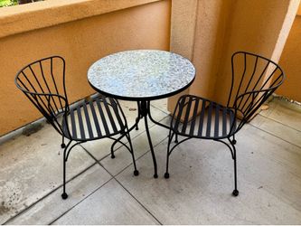 Gray Mosaic Patio Set - Table and 2 chairs