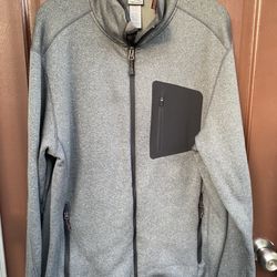 Champion Men’s Long sleeve Full Zip Gray Sweatshirt W Pockets Large 