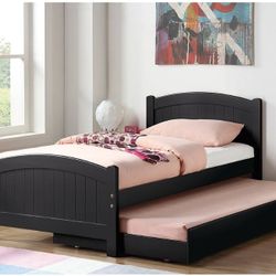 TWIN BED FRAME WHIT TRUNDLE MATTRES SOLD SEPARATELY NEW IN BOX ☎️ 1714586,2564  BLACK COLOR ⚫️ 