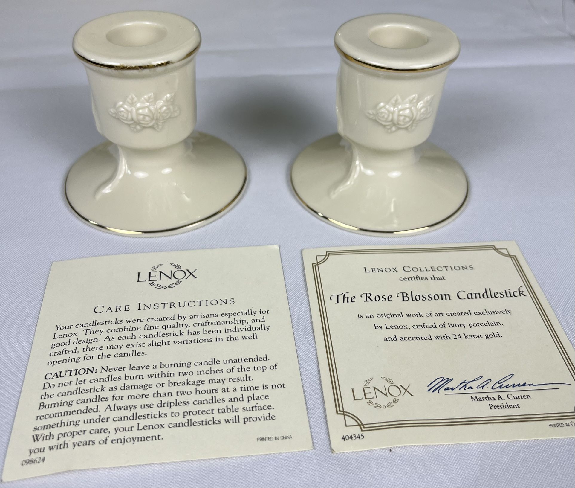 Lenox Rosebud Collection Candlestick Holders