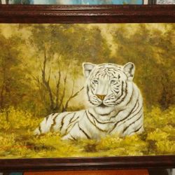 White Tiger Real Oil Based Painting 24x36"