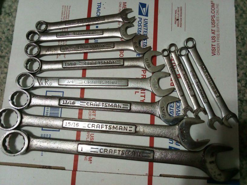 Craftsman USA Combination Wrench Set Excellent Vintage Condition