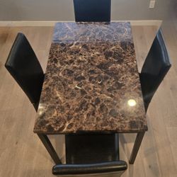 5 Piece Dining Room Set - 30 × 48 Faux Granite Top  modern