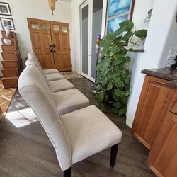 Beige Upholstered Dining Chairs (5 Total)