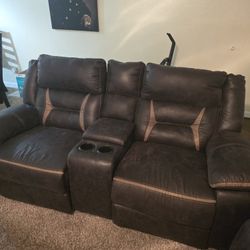 Reclining Love Seat/Sofa With Wall Chargers 