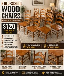 Set of six chairs, Vintage old wood