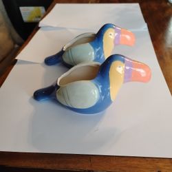 Toucan Multi Color Ceramic Planter 3" By 5" Set Of 2