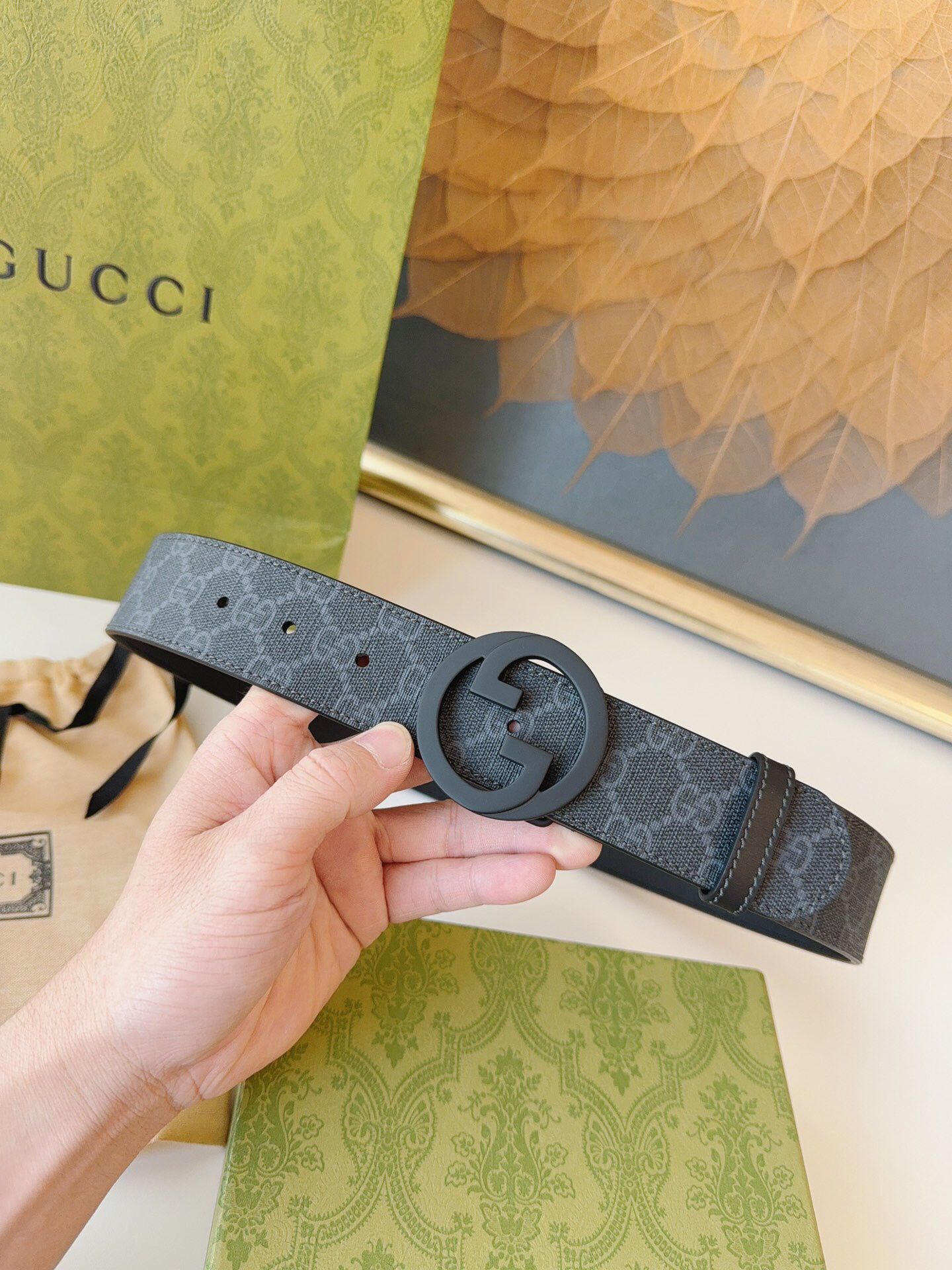 Gucci Black Belt With Box New 