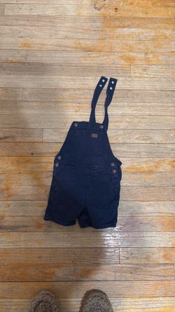 Kids Navy Blue Denim Overall Shorts