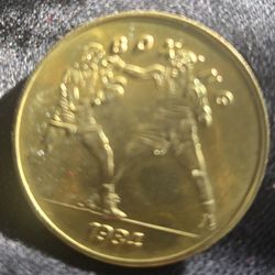 Soccer 1984 Los Angeles Olympics SCRTD Fare Transit Token Gold Color