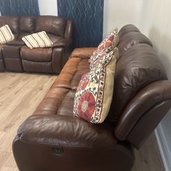 Genuine Leather Recliner Sofa Set 