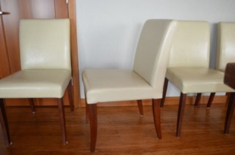 Kasala Como cream leather dining side chairs