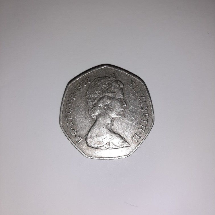 Queen Elizabeth II Brittish 50 Pence Octagonal Coin