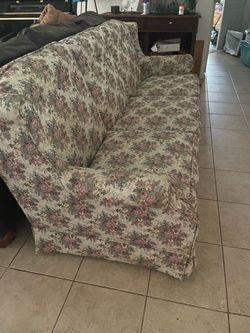 Vintage Floral Fabric Sofa Couch