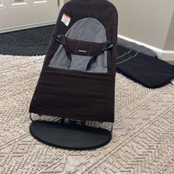 BabyBjorn Bouncer - Soft Cotton - Black/Dark Gray, With Carrying Case