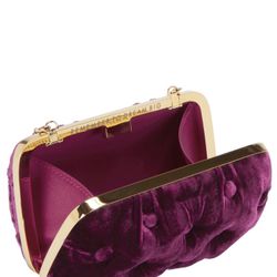 Benedetta Bruzziches Carmen Tufted Purple Velvet Clutch with Comb