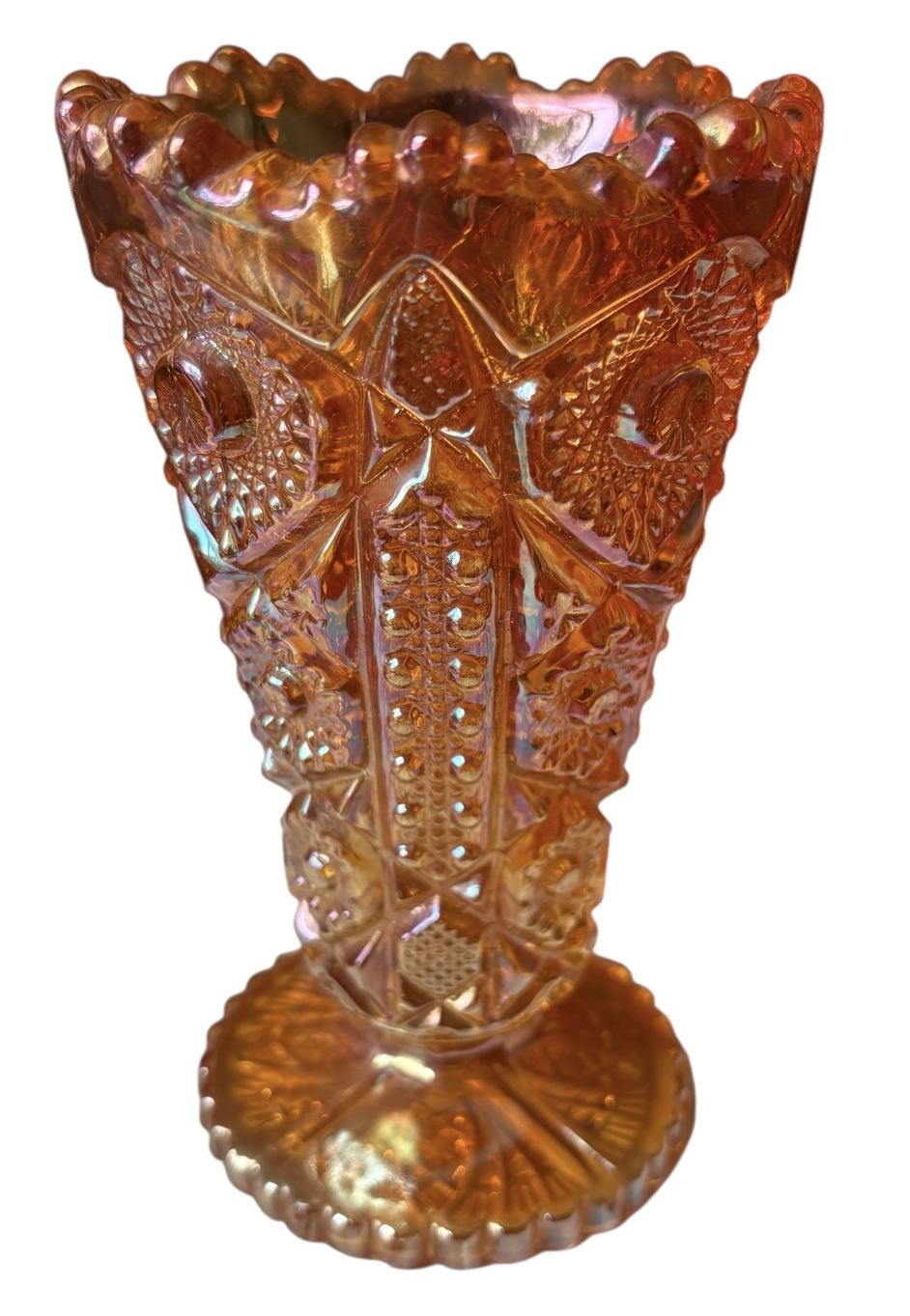 Vintage Imperial Marigold Carnival 6-1/4 Glass Vase