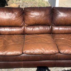 Brown leather couch