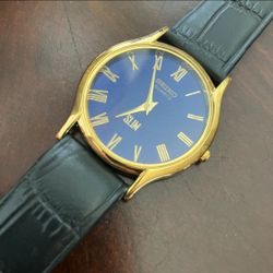 🔥Seiko Gold and Blue Slim Watch Vintage 1970s Watch🔥