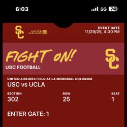 USC Vs UCLA Football Ticket 