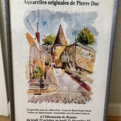 Original French Watercolor Pierre Duc Art
