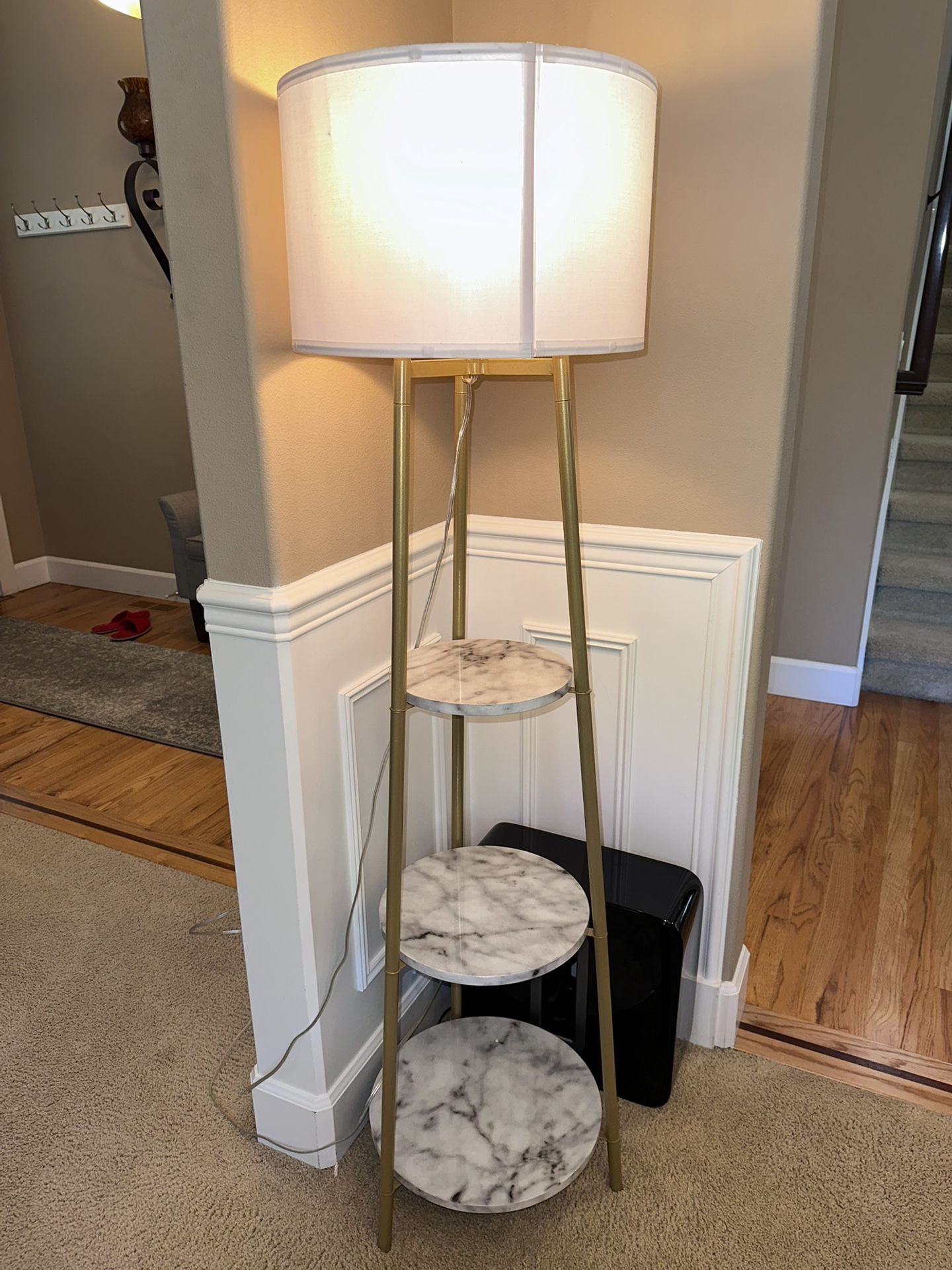 White Gold 3 Tier Standing Lamp