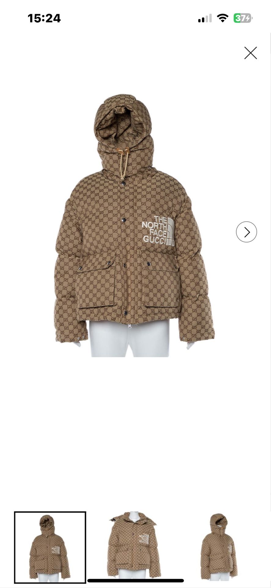 NWT The North Face x Gucci Print Puffer Jacket Women Size S