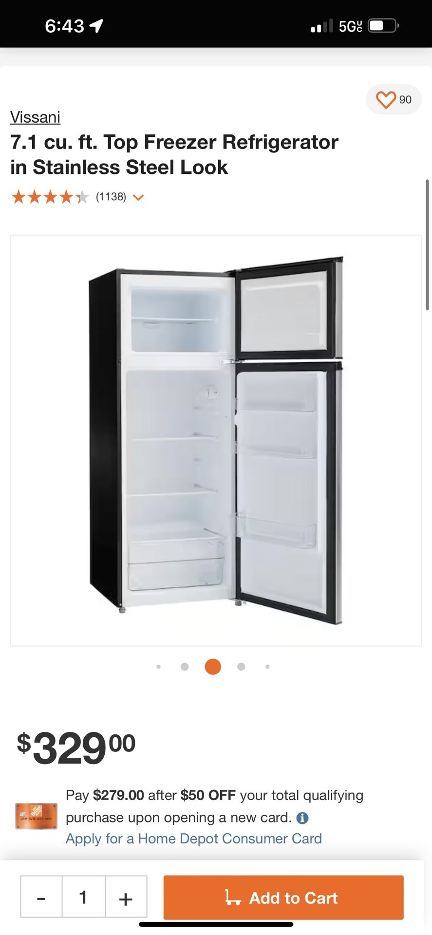 7.1 Cu Ft Big Mini Fridge/ Top Freezer Refrigerator