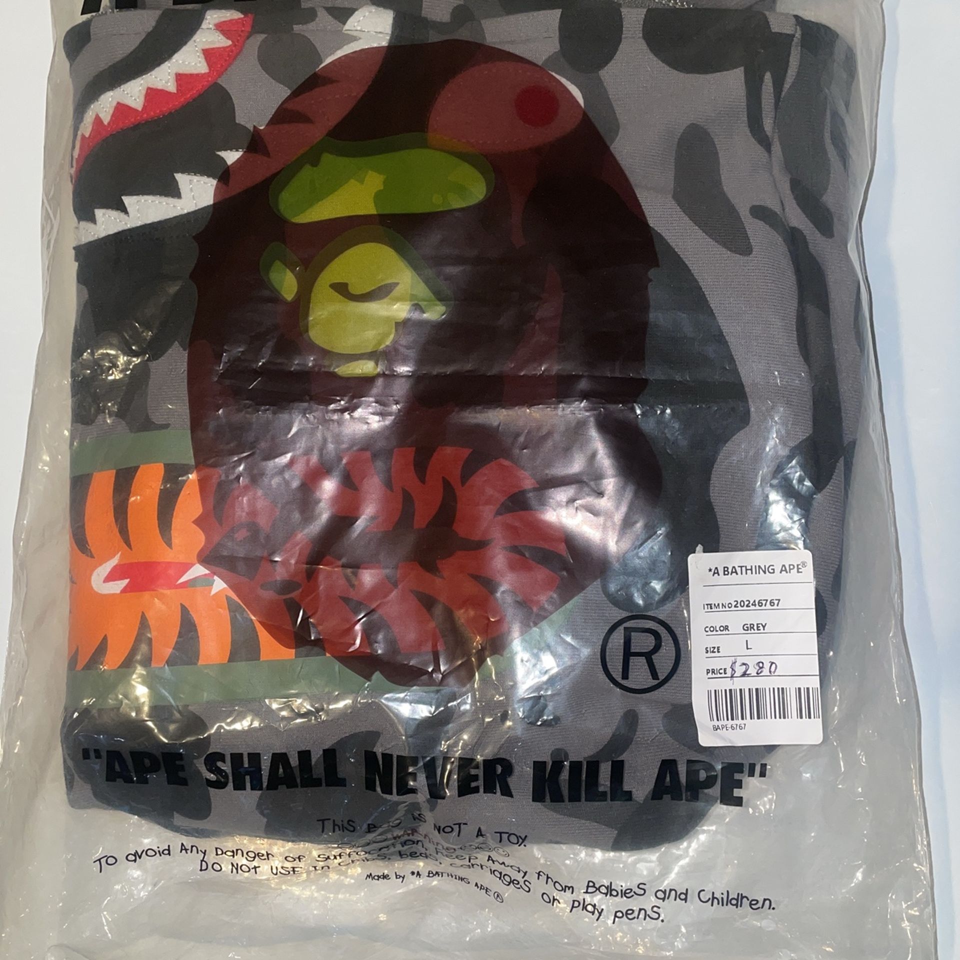 Bape Hoodie - GRAY - LARGE