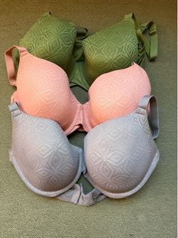 3 Bras Size 36DD - Purple Pink and Green