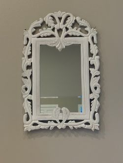 Vintage Ornate White Scrollwork Wall Mirror