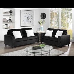 Black Velvet Sofa And Loveseat 