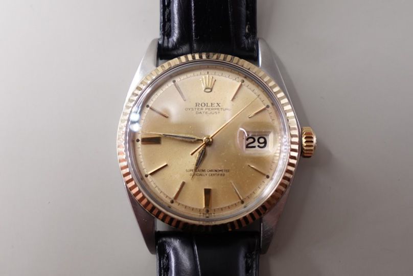 Rolex Datejust 36MM Patina Champagne Dial Leather Strap (1601)