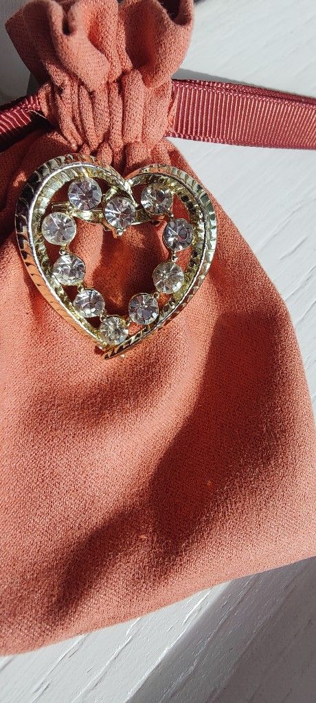 Heart Brooch With Rhinestones