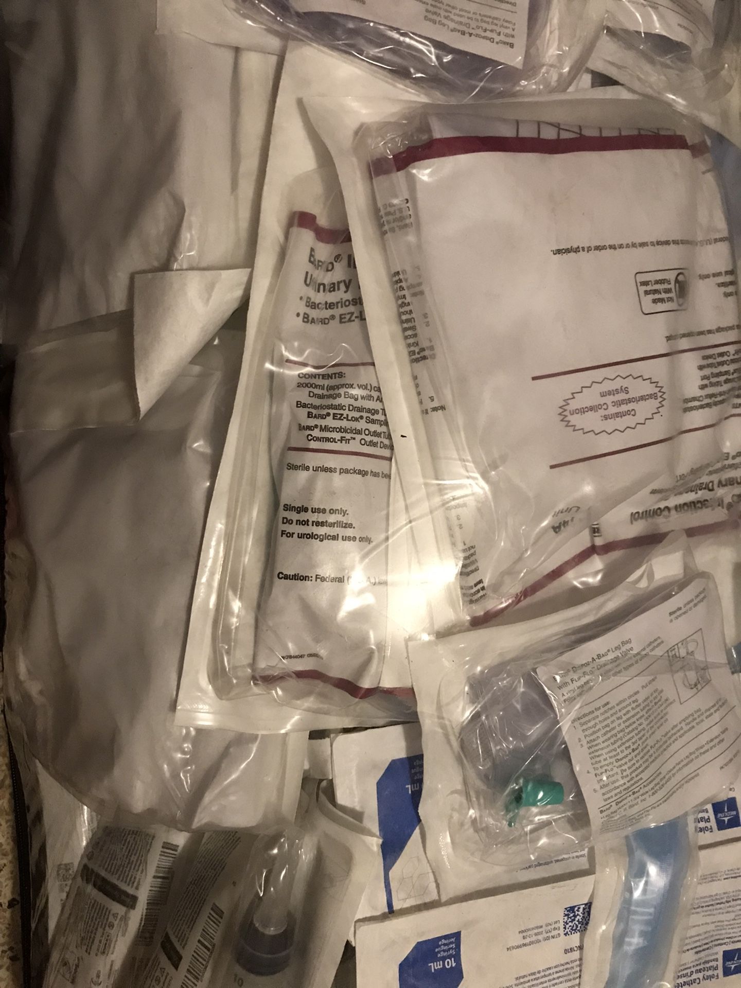 Catheters, Leg Bags Flushing Solutions Etc