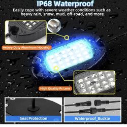 12Pods Metal RGB LED Rock Lights with Bluetooth APP/RF Remote Control, 288LED Multicolor Underglow Lights Kit with Dual Zone Music Mode 12V Underbody 