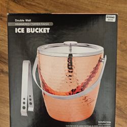 Double Wall Hammered  Copper Finish Ice Bucket