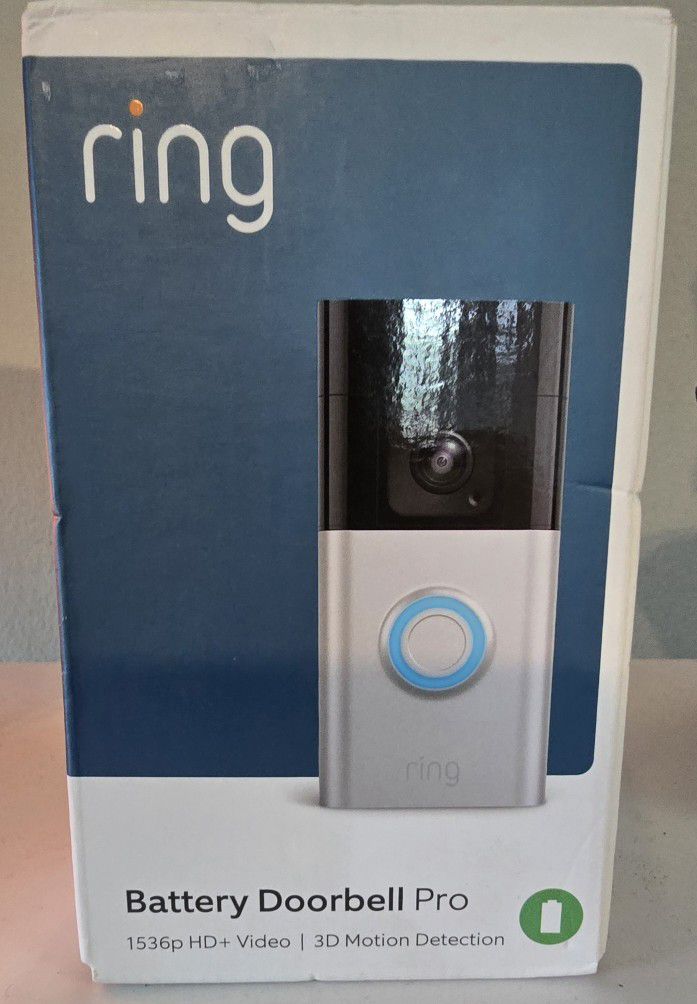 Ring - Battery Doorbell Pro Smart Wi-Fi Video Doorbell - Battery-powered with Head-to-Toe HD+ Video - Satin Nickel