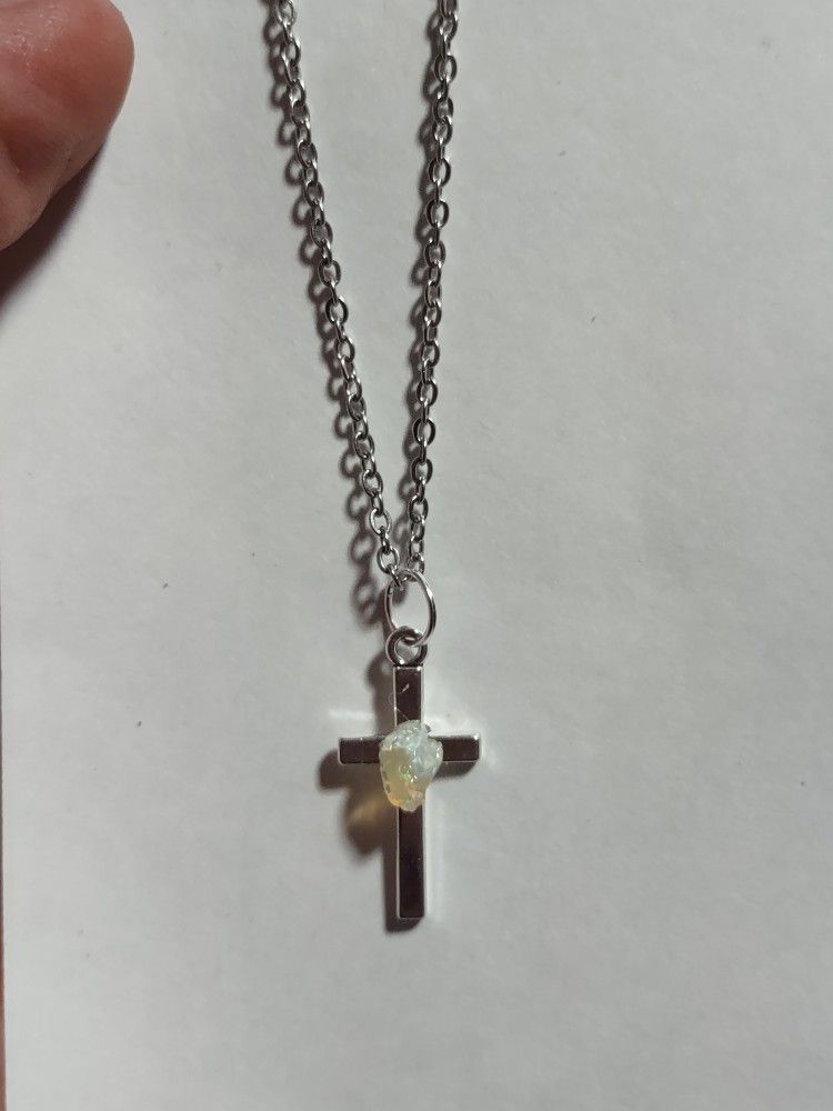 opal cross necklace 