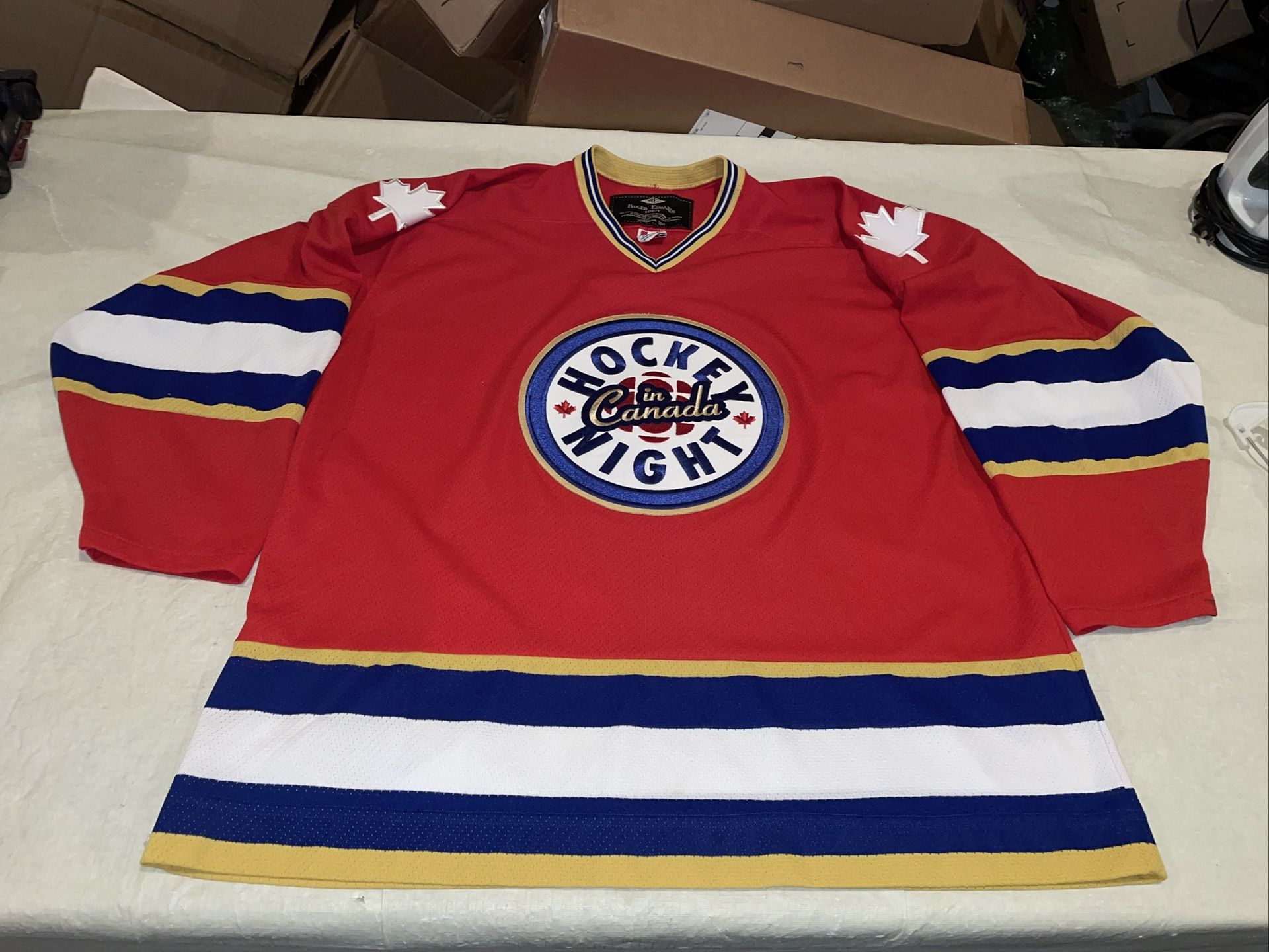 Roger Edwards Hockey Night In Canada Jersey Men Xl Mic Clean Red