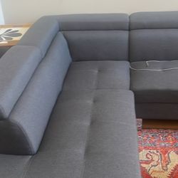 Sectional Couch And Leather  Chaise Lounger 