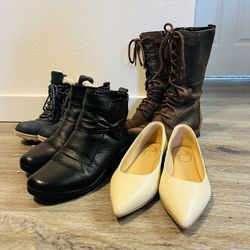 Leather Shoes Bundle – Size 7 (boots & Flats)