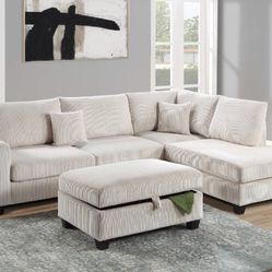 3-pc Sectional Sofa With Ottoman - On Sale $419 No Tax