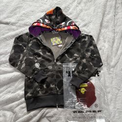 Grey Camo Bape Double Hooded Zip Up 