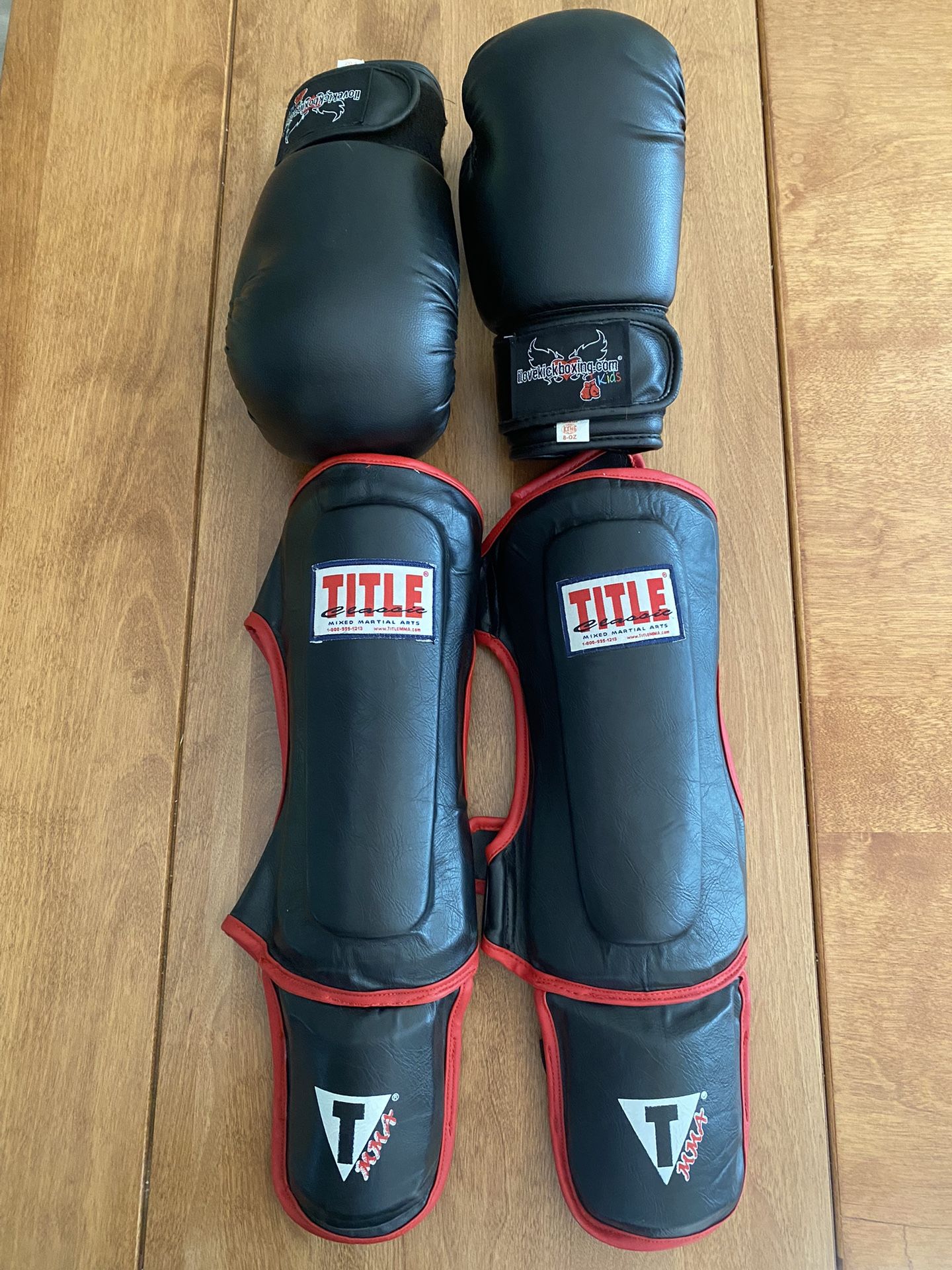 Youth Kickboxing/karate shin guards & gloves