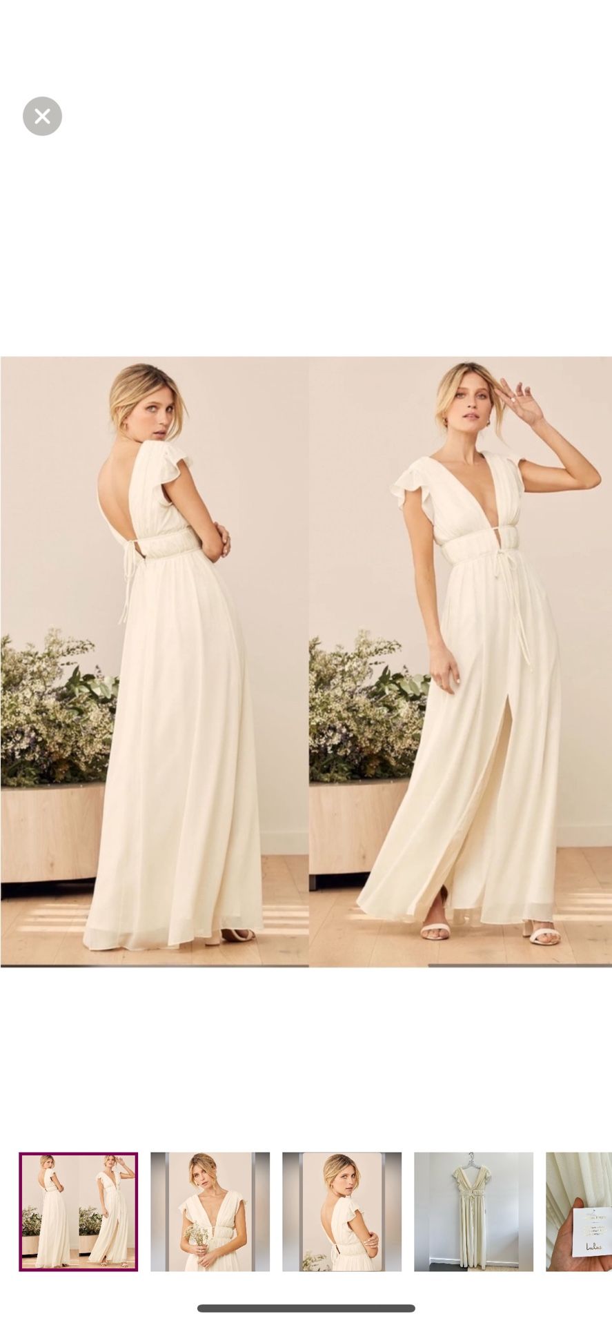 Lulu’s Cream I'm All Yours Cream Ruffled Maxi Dress Size S