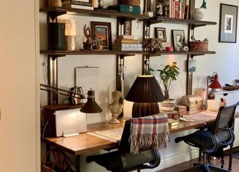 Full Wall Mcm Brass Wood Shelves Bookcase 